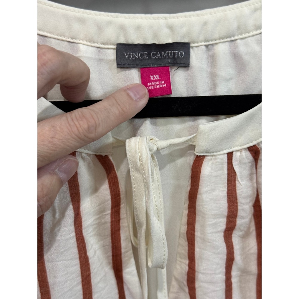 Vince Camuto‎ Womens XXL Striped Halter Blouse Chili Red Cream NWT Boho Nautical - Picture 3 of 8